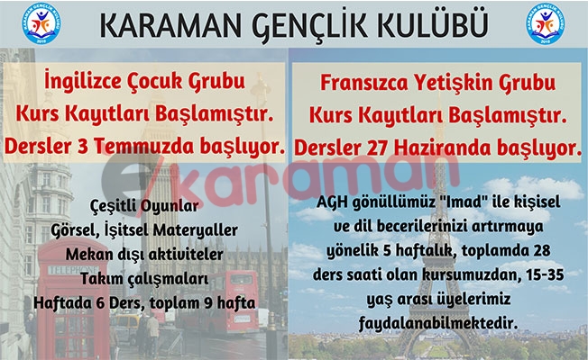 İNGİLİZCE ve FRANSIZCA DİL EĞİTİMİ KAYITLARI BAŞLADI